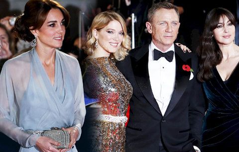 Vévodkyně s povolením oslnit krásou: Kate na premiéře nové Bondovky konkurovala sexy Bond girls