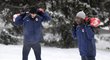 Bony Wilfried a Patrik Berger během zimní dřiny na horách