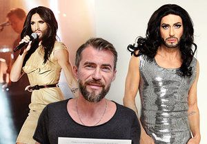 Bořek Slezáček v Tvojí tváři jako Conchita Wurst.