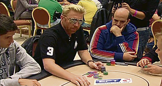 Boris Becker na pokeru v hotelu Hilton
