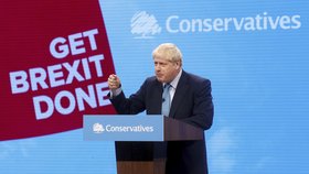 Premiér Boris Johnson na konferenci Konzervativní strany