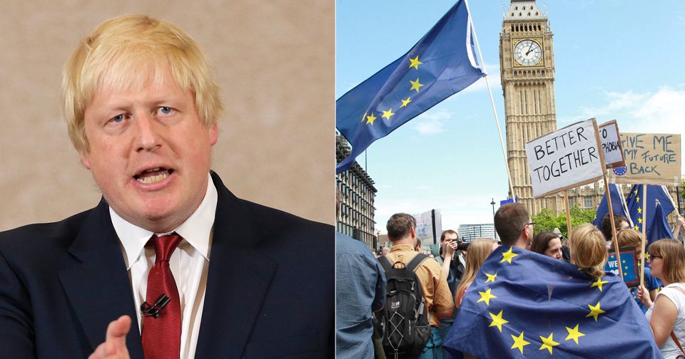 Boris Johnson se pustil do Britů, kteří protestují proti brexitu.