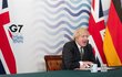 Britský ministerský předseda Boris Johnson během konference G7 uskutečněné na dálku (19. 2. 2021)
