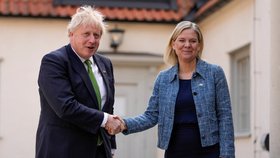 Britský premiér Johnson ve Švédsku: Jednal se švédskou premiérkou Magdalenou Anderssonovou.