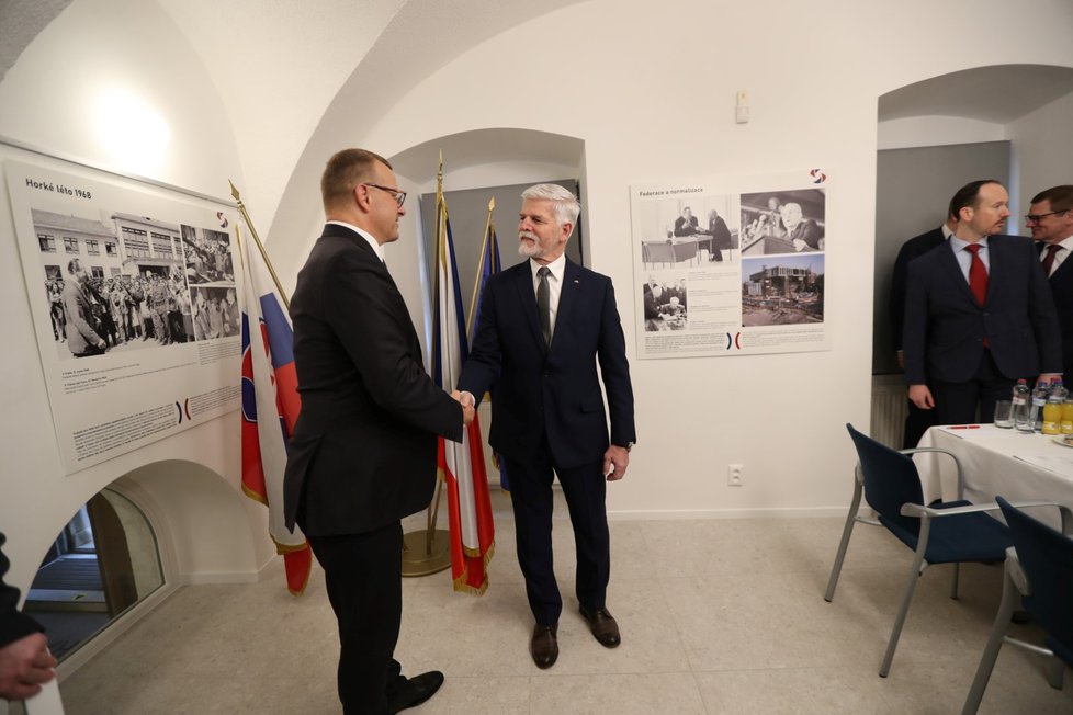 Prezident Petr Pavel na Slovensku: Setkání s předsedou parlamentu Borisem Kollárem (14. 3. 2023)