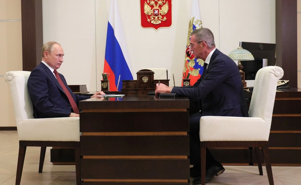 Ruský zbrojař Boris Obnosov na setkání s ruským prezidentem Vladimirem Putinem
