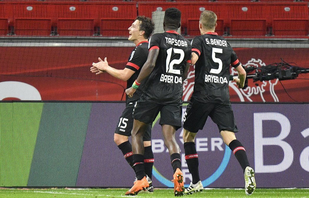 Momentka z utkání Bayer 04 Leverkusen versus Borussia Mönchengladbach.