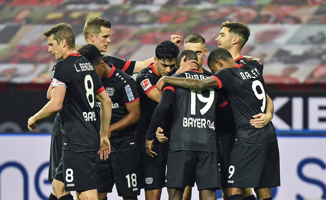 Momentka z utkání Bayer 04 Leverkusen versus Borussia Mönchengladbach.