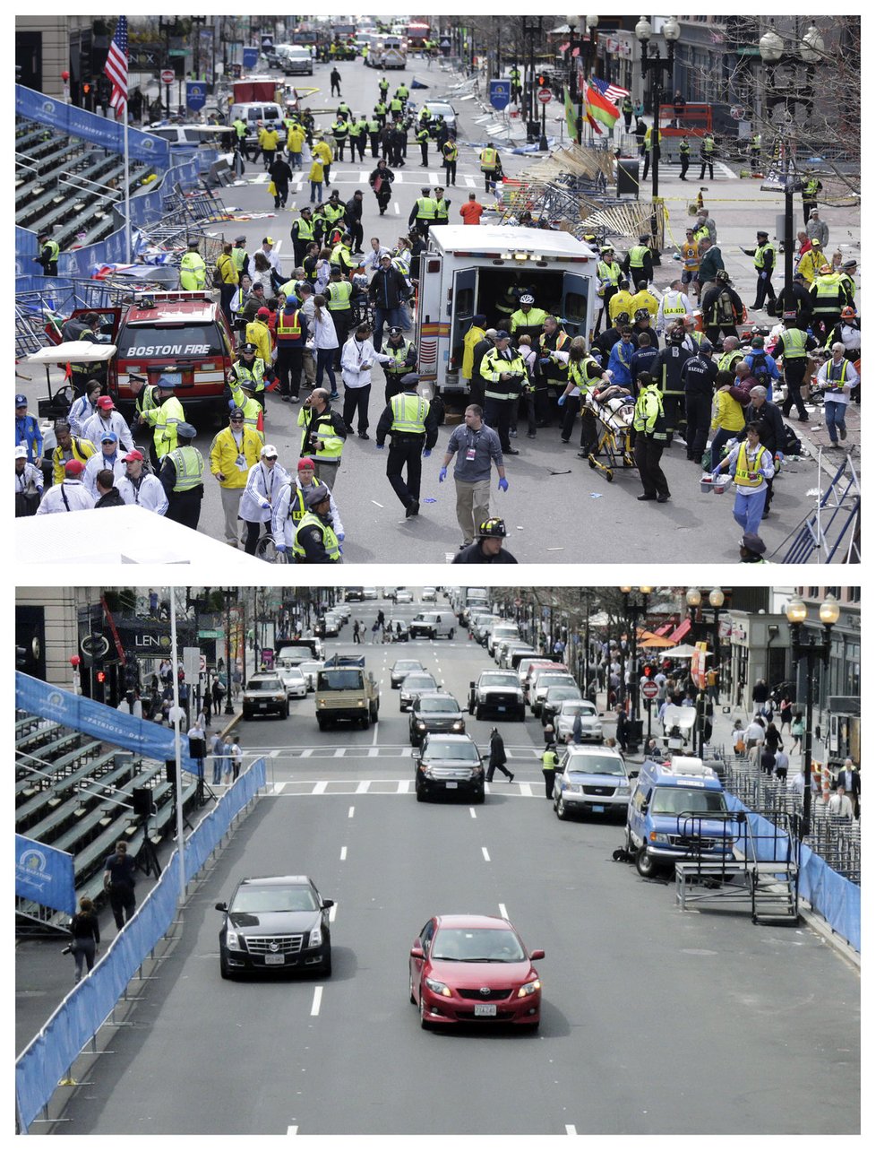 Zajímavé srovnání: Místa bostonského masakru při maratonu rok poté