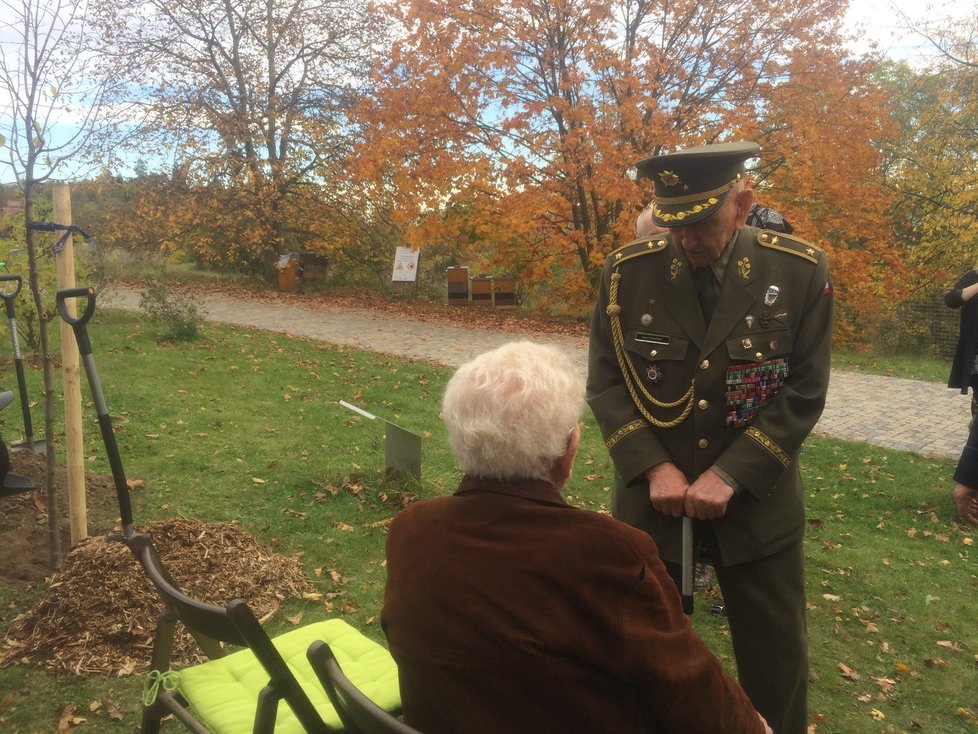 V uniformě na sázení stromu do projektu Kořeny osobností brigádní generál Václav Kuchynka.