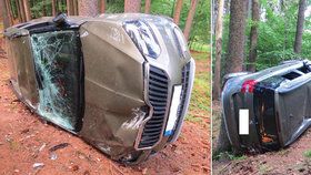 Řidič havaroval na polní cestě a s vozem skončil opřený o strom.