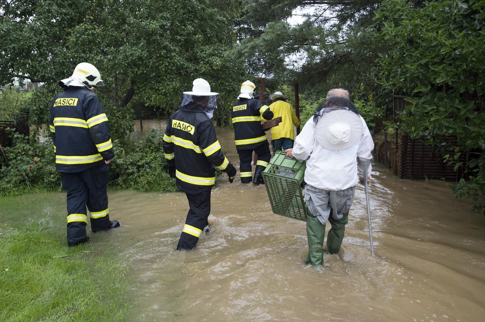 Na Pardubicku se po lijácích rozvodnil Řednický potok, zatopil pole, komunikace, zahrady i sklepy. (29.6.2020)