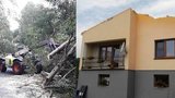 Bouře nad Domažlickem: Ničila střechy, lámala stromy, zastavila vlak