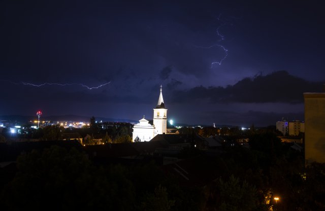kostel svatého Urbana v Olomouci během děsivých bouří