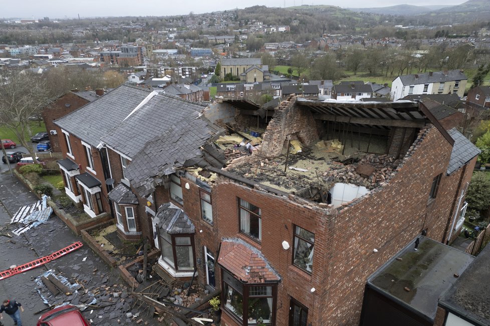 Následky bouře Gerrit v anglickém Manchesteru (28.12.2023)