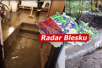 Extrémní nebezpečí povodní na severu Moravy a další bouřky v Česku. Sledujte radar Blesku