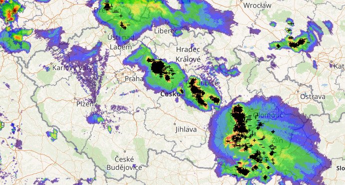 Bouřky podle radaru míří na Česko
