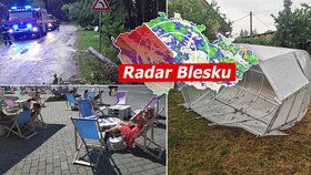V Česku znovu udeřily bouřky, vichr odnesl i skleník (10. 8. 2020)
