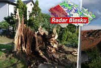 Větrná smršť na Novojičínsku: Bouřka lámala stromy a ničila domy. Sledujte radar Blesku