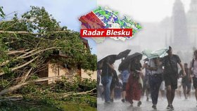 Bouřky a kroupy v Česku: Stromy padaly i na domy. Teploty přesáhly 36 °C, sledujte radar Blesku
