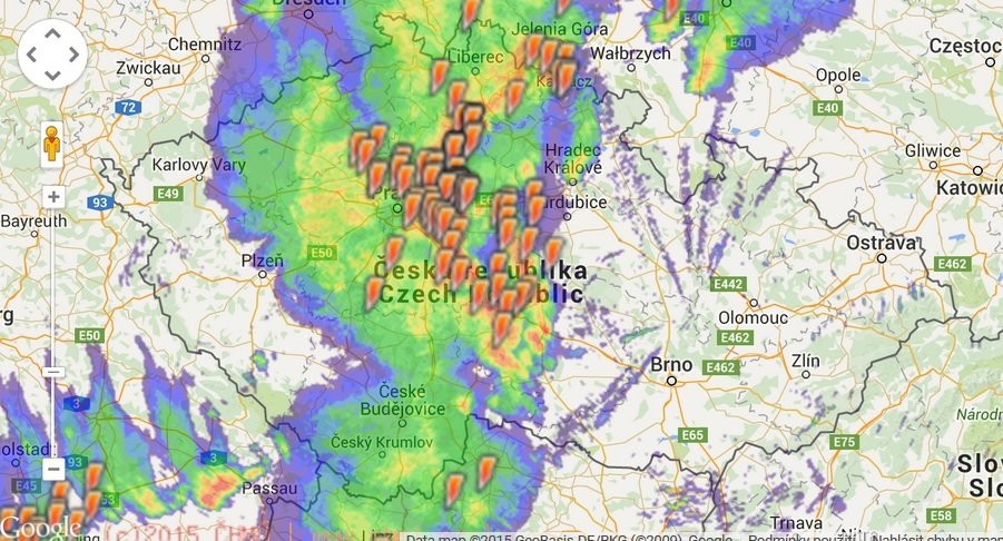 Noční bouřky v Česku: Situace z 2:20