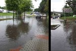 Na ulici Bohunická v Brně se po bouřce vytvořila asi 40 cm hluboká laguna.