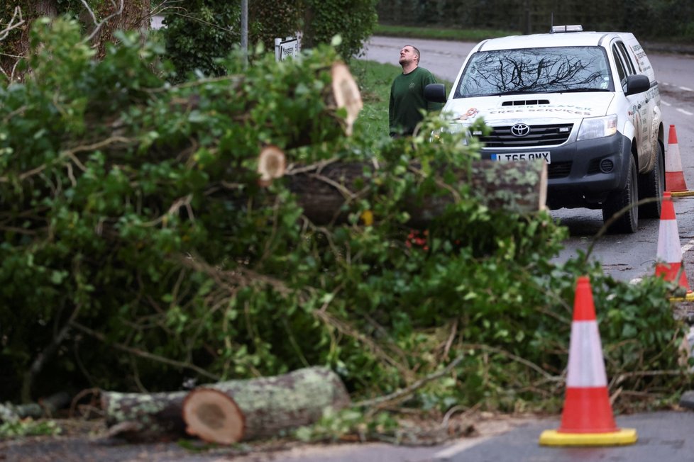 Bouřka Eunice ve Velké Británii: Silný vichr poničil parky a vylámal stromy (19.2.2022)