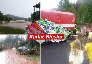 Silné bouřky a lijáky páchaly škody především na Trutnovsku, hasiči evakuovali dětský tábor