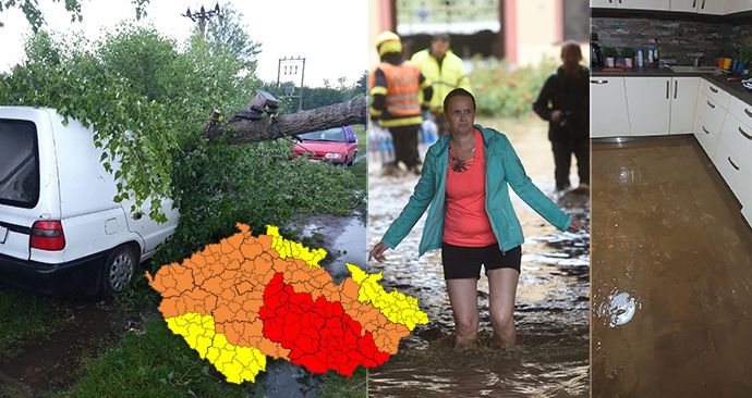 Extrémní bouřky v Česku lámaly stromy, s lijáky se bahno dostalo až do domů (14. 6. 2020)