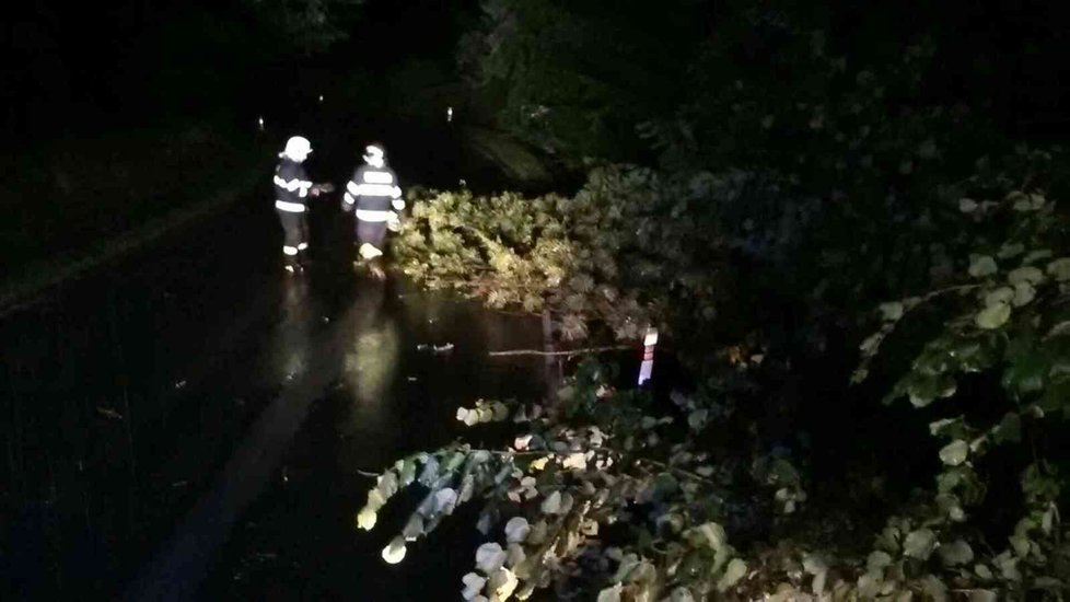 Hasiči likvidovali následky bouřek v Pardubickém kraji (8. 8. 2021)