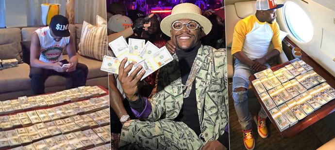 Americký boxer Floyd Mayweather, který o víkendu přijede do Prahy, se chlubí penězi, kde může. Může, je sedmým nejbohatším sportovcem historie.