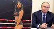 Krásná »ring girl« Jiselle Arianneová vyzývá Vladimira Putina na souboj. Krásná »ring girl« Jiselle Arianneová vyzývá Vladimira Putina na souboj.