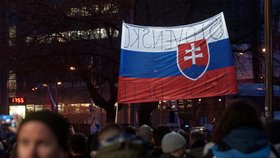 Demonstrace proti vládě a za nezávislé vyšetření vraždy slovenského novináře Kuciaka a jeho partnerky Martiny v Bratislavě (9. března 2018)