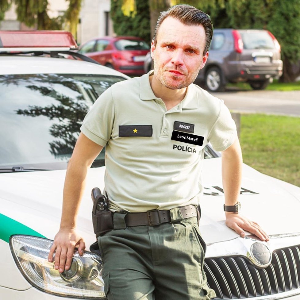 Leoš Mareš ve službách slovenské policie! Vtipná fotomontáž