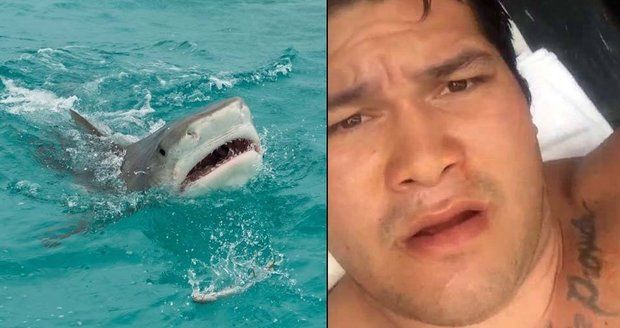 Havajský rybář si natočil video po útoku žraloka.