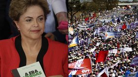 Tisíce Brazilců demonstrují proti prezidentce Rousseffové.