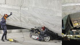 Tuny betonu úplně rozdrtily auta