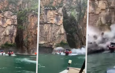 Na turisty spadl obří kus utržené skály. Deset lidí v loďkách zemřelo na jezeře v Brazílii