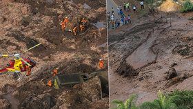 Záchranáři na jihu Brazílie pátrají po přibližně třech stovkách, kteří se pohřešují po pátečním protržení důlní odpadní nádrže u města Brumadinho.