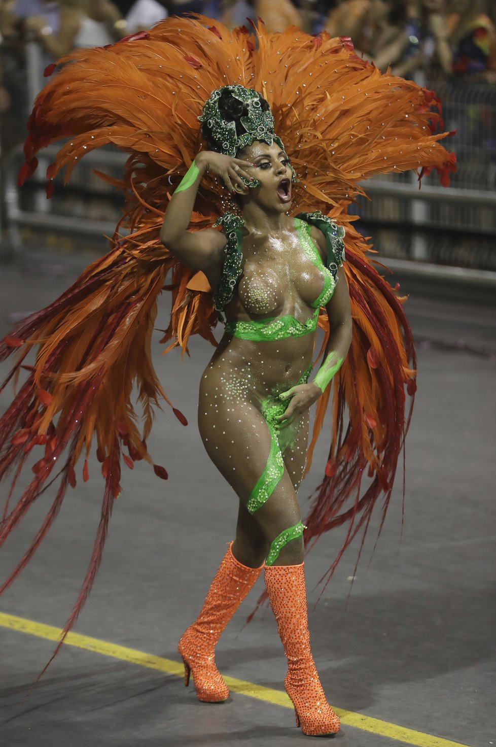 Tanečníci samby na karnevalu v Riu.