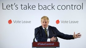 Bývalý londýnský starosta Boris Johnson na kampani za Brexit