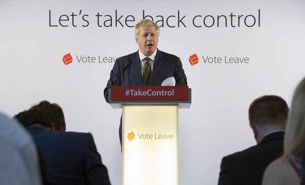 Bývalý londýnský starosta Boris Johnson na kampani za Brexit