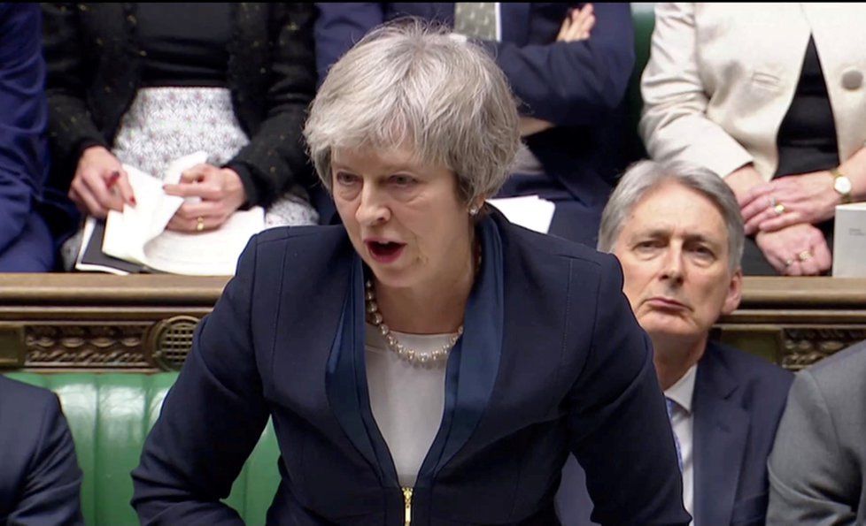 Britská premiérka Theresa Mayová před hlasováním o brexitu (15. 1. 2019)