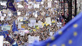 Tisíce lidí protestovaly proti odchodu Británie z EU.