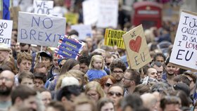 Tisíce lidí protestovaly proti odchodu Británie z EU.