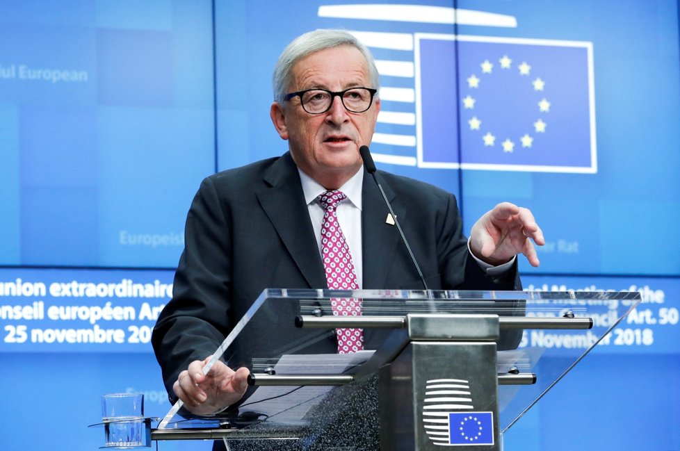 Lídři EU podpořili dohodu o brexitu: Jean-Claude Juncker. (25. 11. 2018)