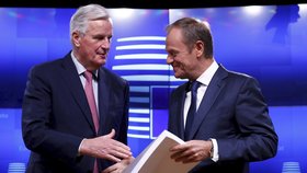 Vrchní vyjednávač za Brexit Michel Barnier předal prezidentu Evropské rady Donaldu Tuskovi dohodu o odchodu Británie z EU.