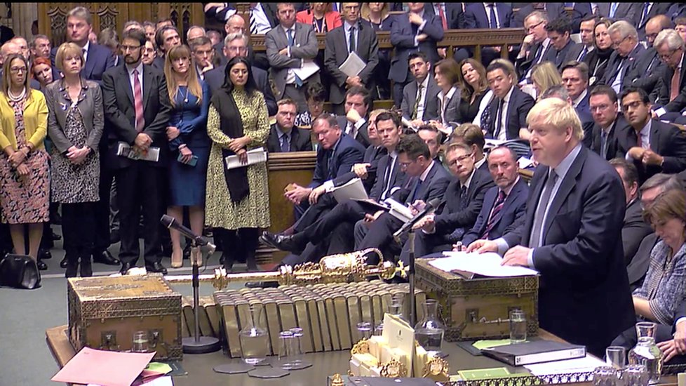 Britský parlament hlasuje o brexitové dohodě, kterou domluvil premiér Boris Johnson (19. 10. 2019)