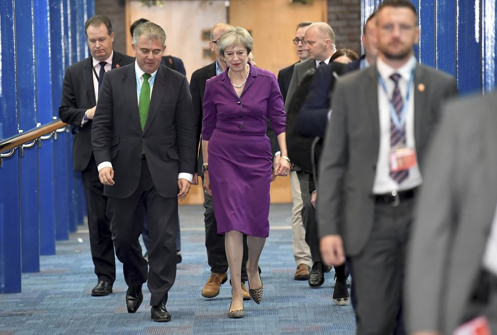 Britská premiérka Theresa Mayová na výroční konferenci Konzervativní strany.