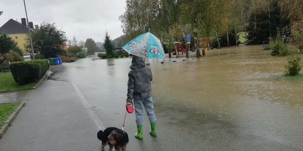 Povodně v Březové nad Svitavou. (14.10.2020)